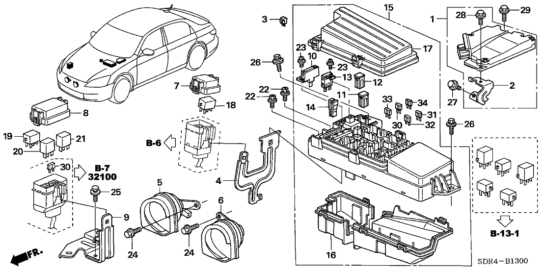 Honda 32413-SDR-A00 Bracket, Multi Relay Box