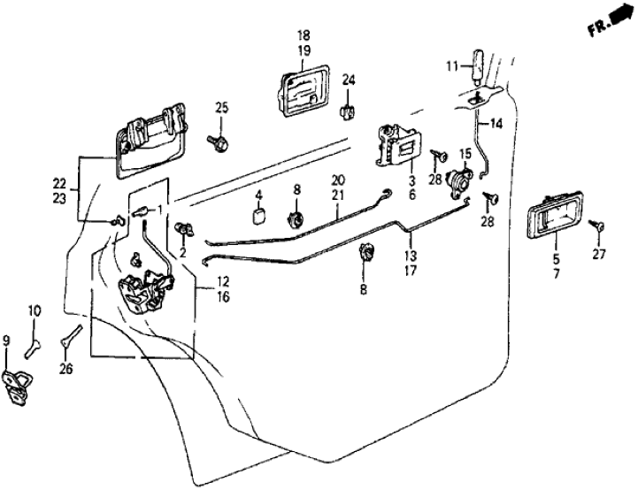 Honda 76525-SB6-000 Rod, R. RR. Door Inside