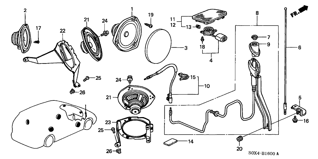 Honda 39123-S0X-000 Bracket, L. RR. Speaker