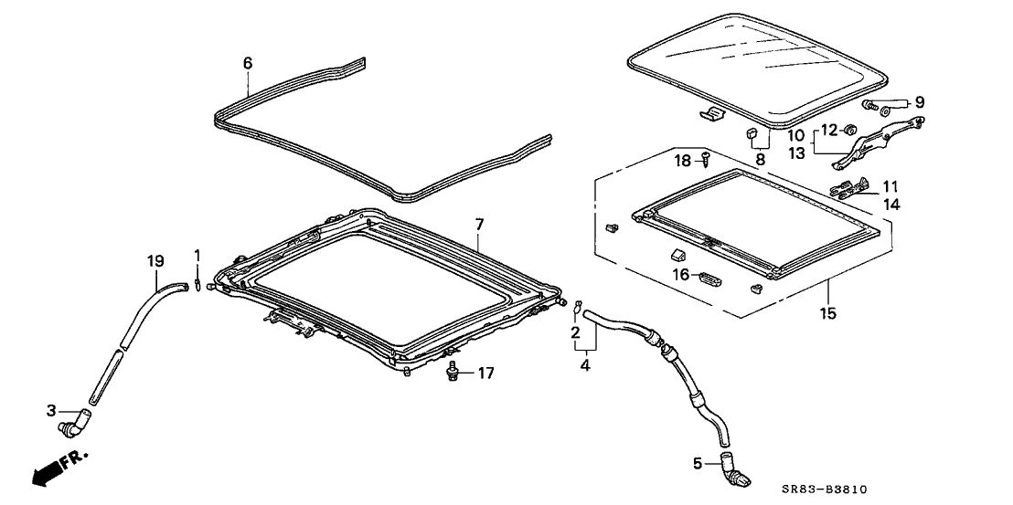 Honda 70200-SR3-J01 Glass Assembly, Roof