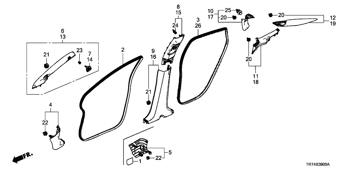 Honda 84101-TRT-A02ZA GARNISH, R- *NH882L*