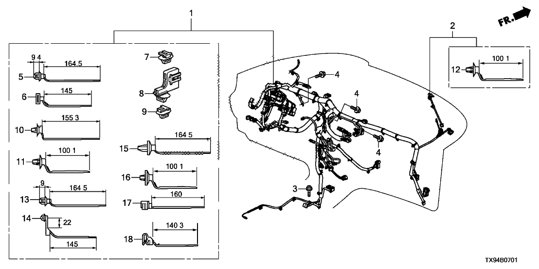 Honda 32119-TF0-000 Sub-Wire, Sun Beam Sensor