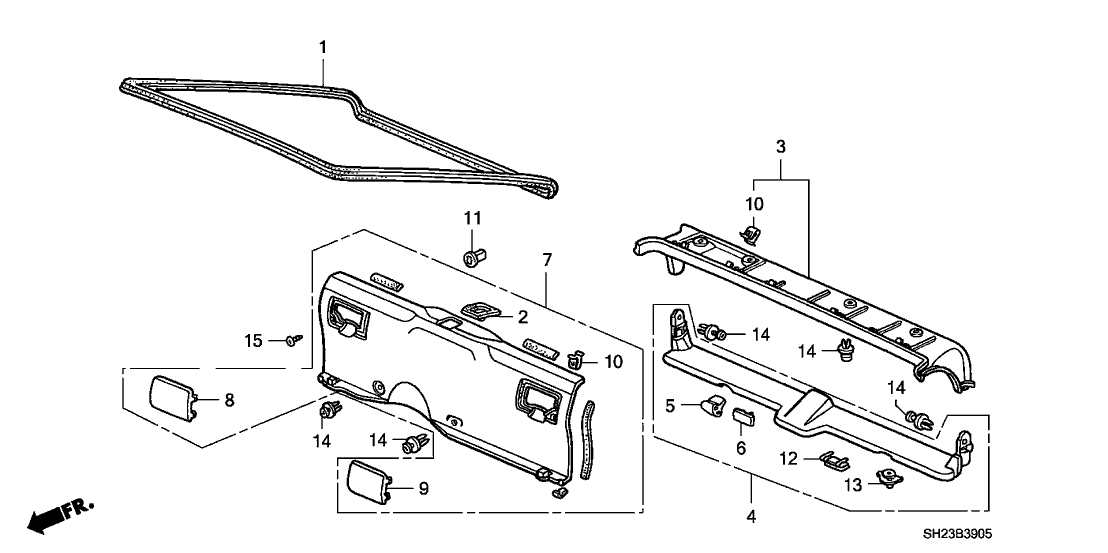 Honda 91550-SH2-003 Clip B, Tailgate Lining