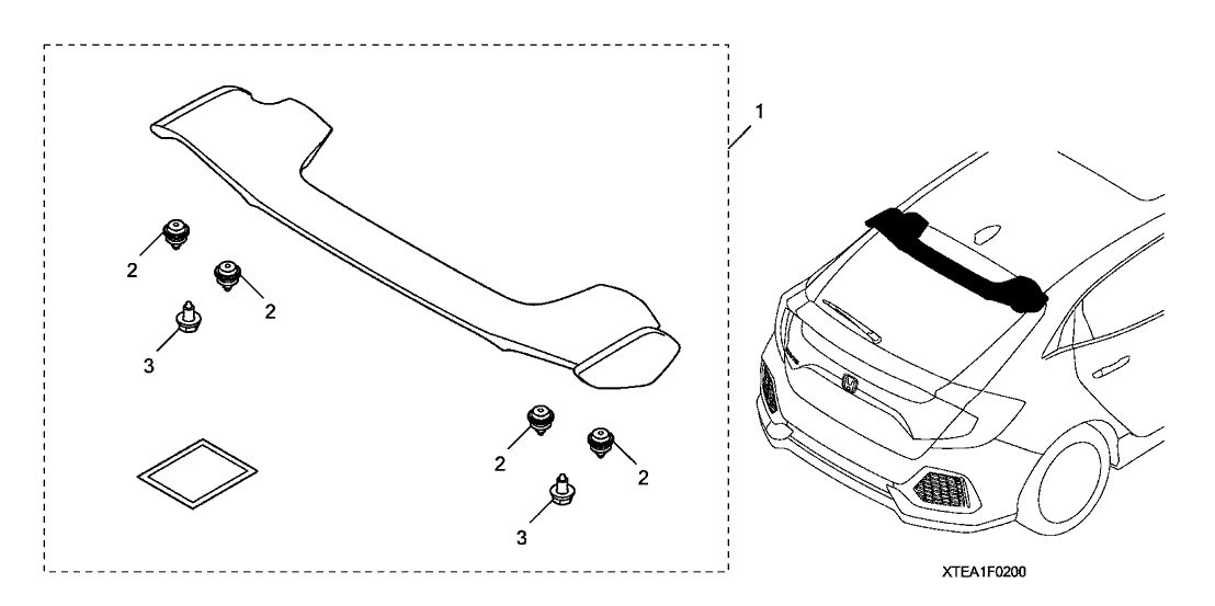 Honda 08F02-TEA-1D0 Spoiler, Tailgate (New Gold Brown Metallic)