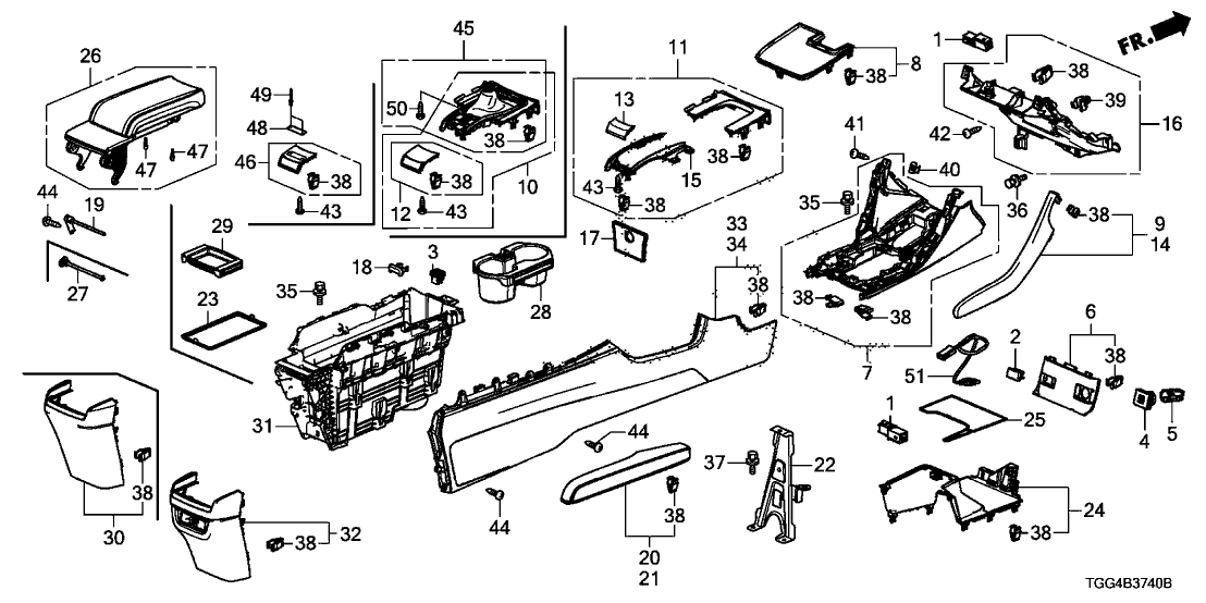 Honda 83411-TGH-A20ZC Armrest, Passenger Side (Uh2Dr-Si Red)