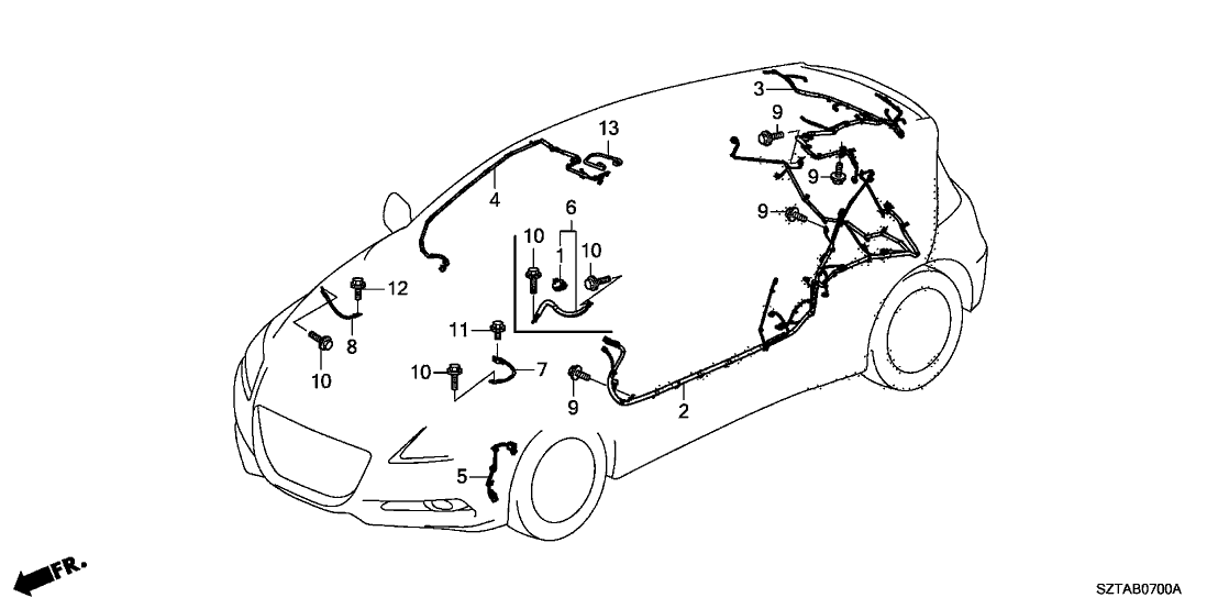 Honda 32107-SZT-A12 Wire Harness (Driver Side)