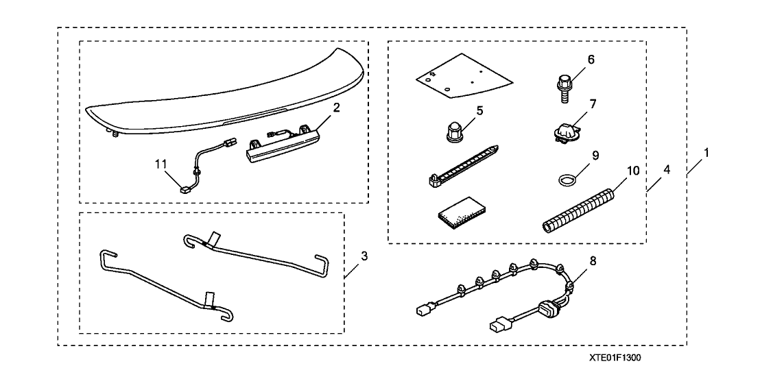 Honda 08F13-TE0-10009 Harness, Spoiler