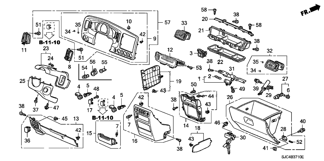 Honda 77317-SJC-A02ZE Bin, Center Cover (Lower) *NH361L* (CF GRAY)