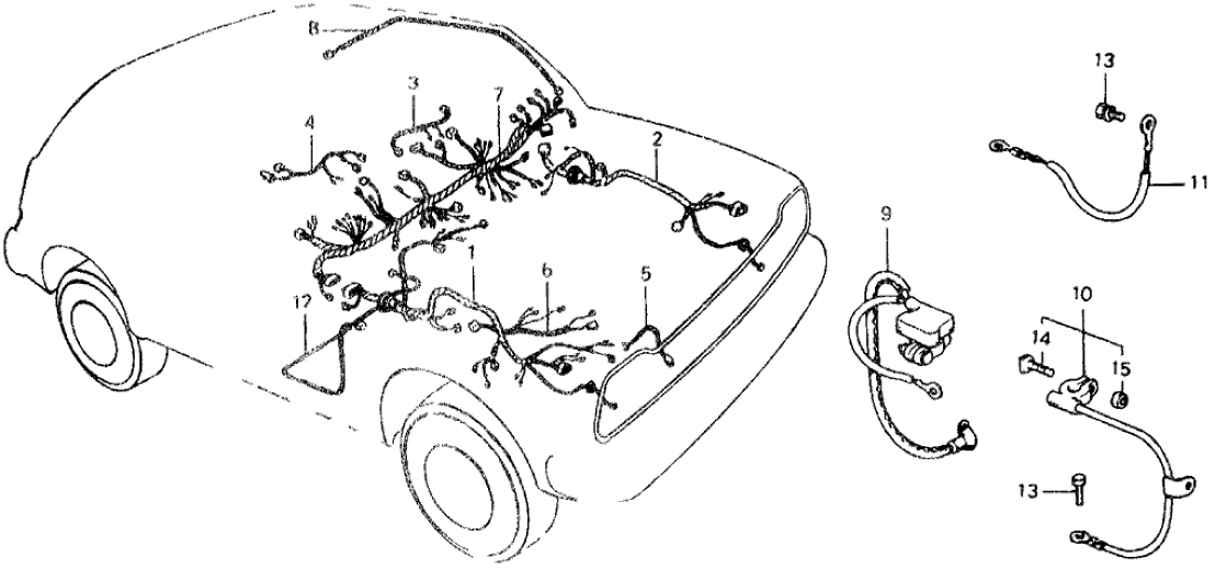 Honda 32101-657-674 Wire Harness, L. Cabin