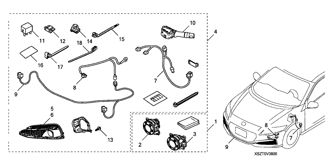 Honda 08V31-E3J-0M002 Foglight, L FR.