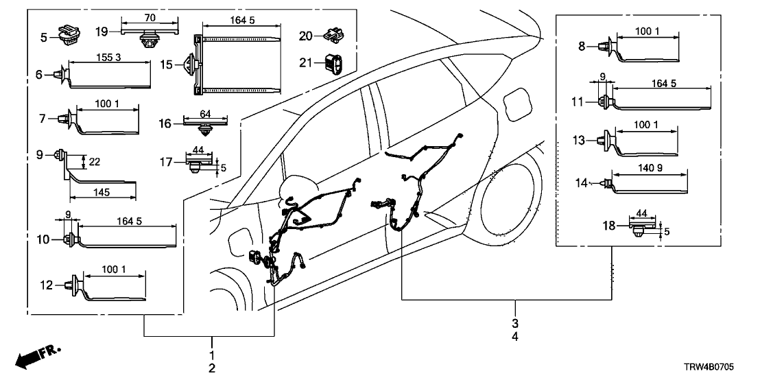 Honda 32754-TRT-J00 Wire Harness, L. RR. Door