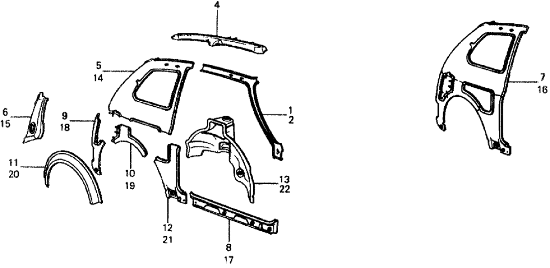 Honda 70590-634-670Z Wheelhouse, R. RR.