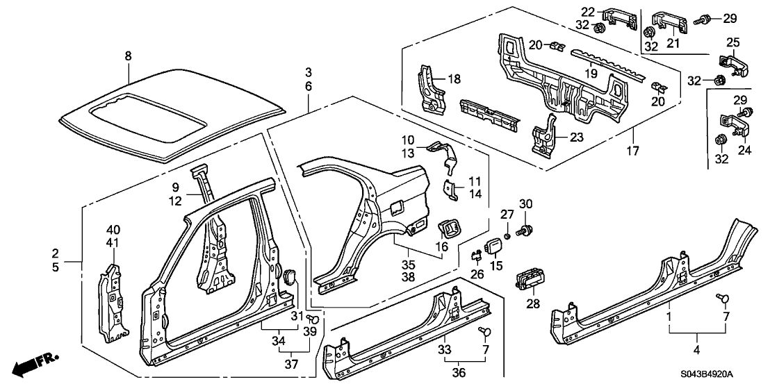 Honda 04641-S04-405ZZ Panel, L. Side Sill