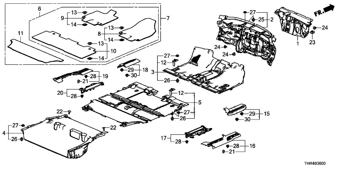 Honda 83600-THR-A20ZC FLOOR M*NH1212L 1*