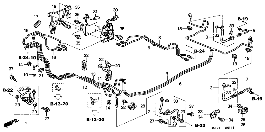 Honda 46392-S5B-A11 Clip, Brake Pipe