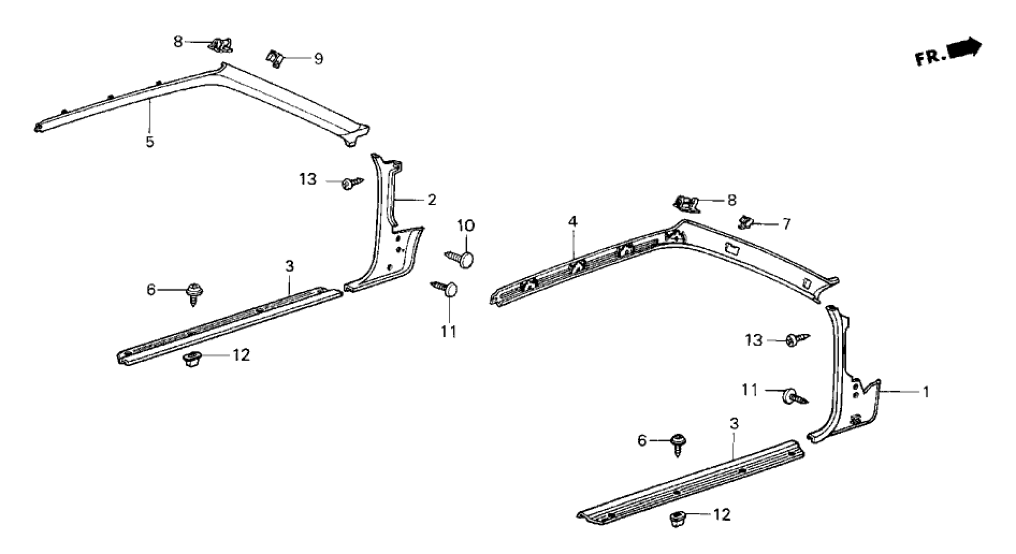Honda 73823-SB2-010ZC Garnish, R. FR. Pillar *NH91L* (LOFTY GRAY)