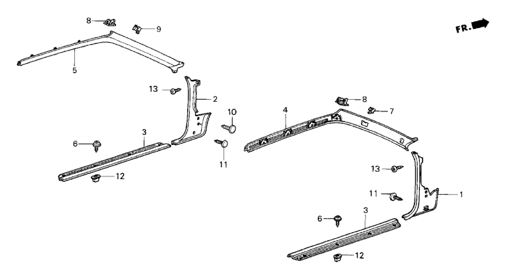 Honda 73833-SB2-671ZC Garnish, L. FR. Pillar *NH91L* (LOFTY GRAY)