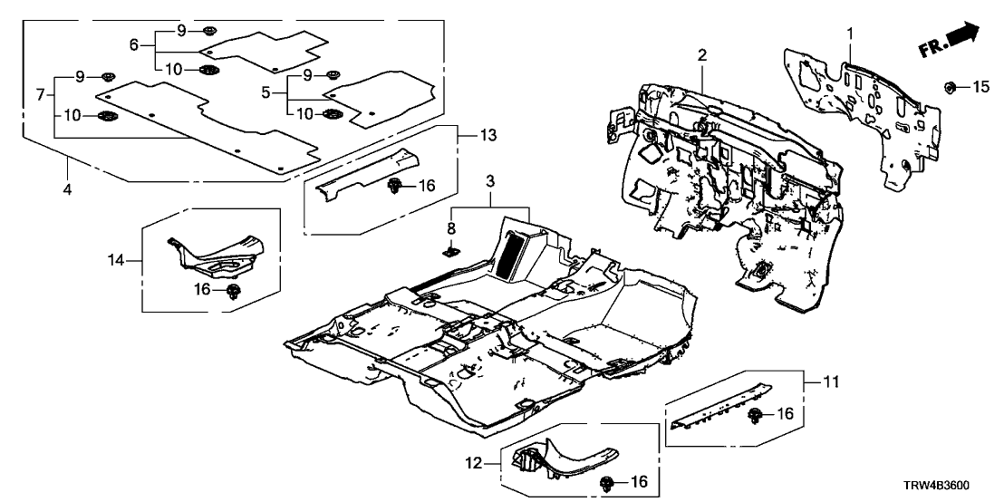 Honda 83601-TRV-A11ZA Floor Mat R*NH900L*