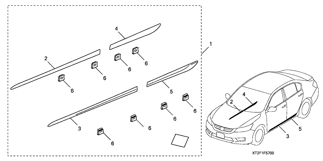 Honda 08F57-T2F-101 GARNISH, DR (CHROME)