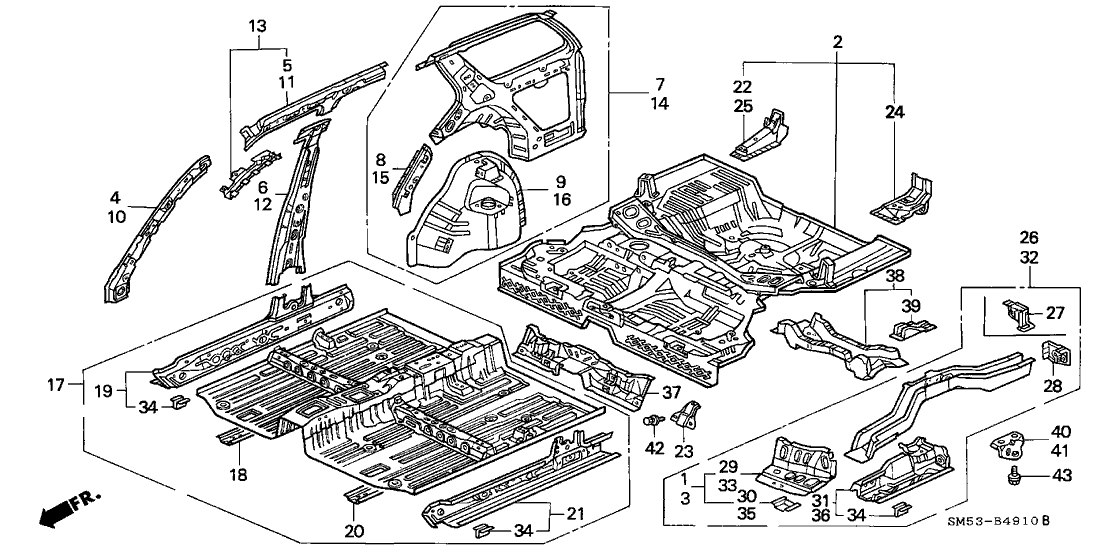 Honda 65100-SM5-A00ZZ Floor, FR.