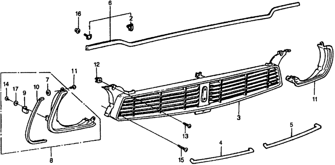 Honda 61851-659-013 Clip, Molding Setting