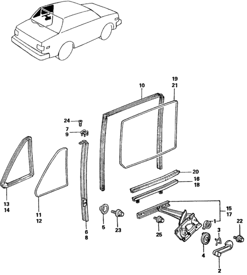 Honda 76361-SA1-000 Glass, L. RR. Door