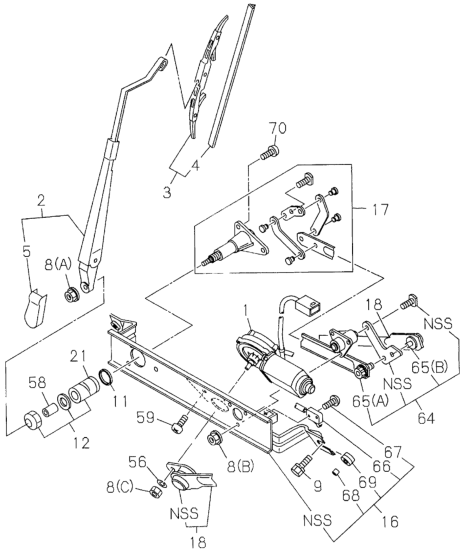 Honda 8-97024-326-0 Idler Assy., RR. Wiper