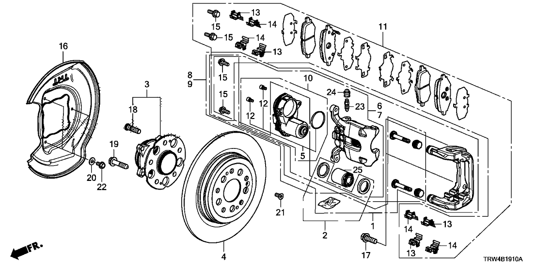 Honda 43019-TRT-A05 Caliper Sub-Assembly