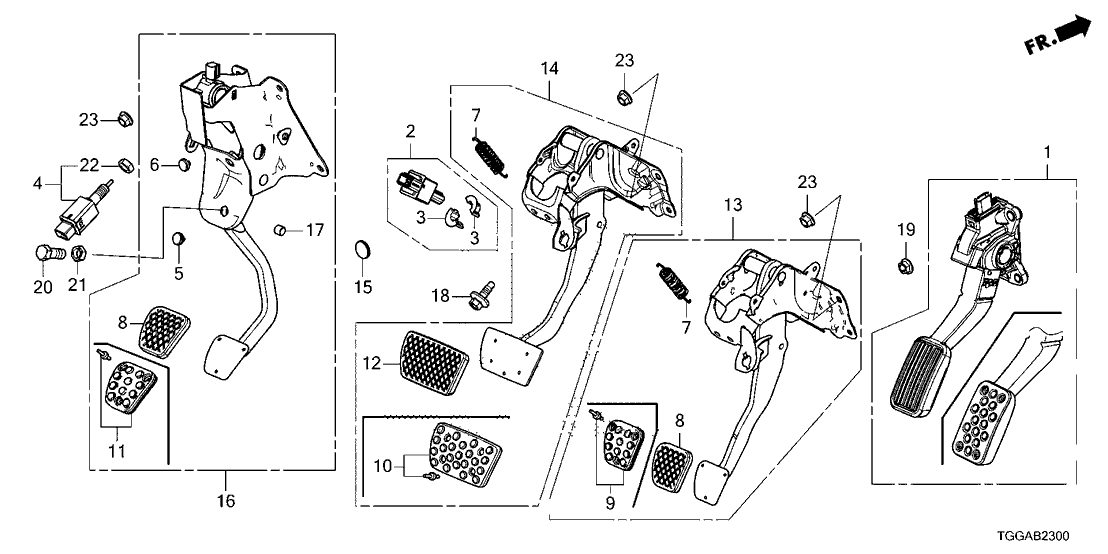 Honda 46545-TGH-P11 Set, Pedal Cover