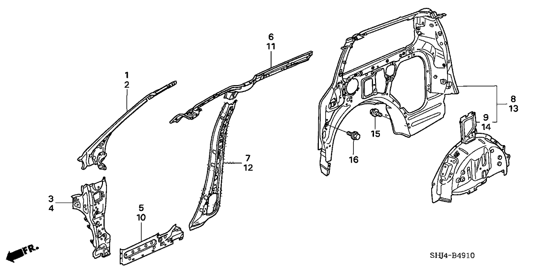 Honda 64210-SHJ-A00ZZ Rail, R. Roof Side