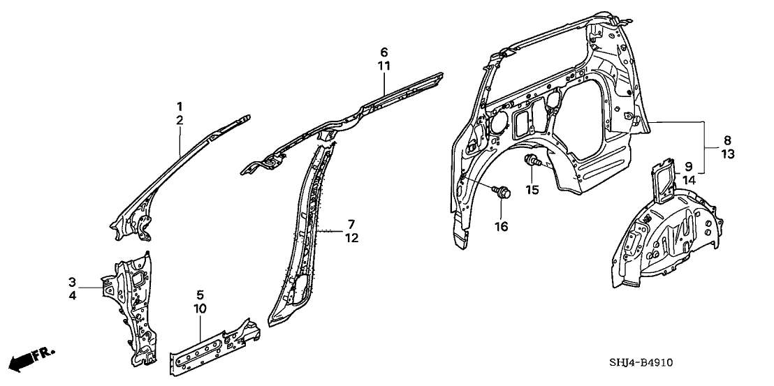 Honda 04666-SHJ-A80ZZ Pillar Set, R. FR. (Lower) (Inner)