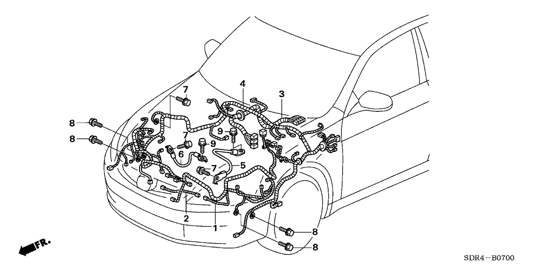 Honda 32100-SDR-A00 Wire Harness, FR. End