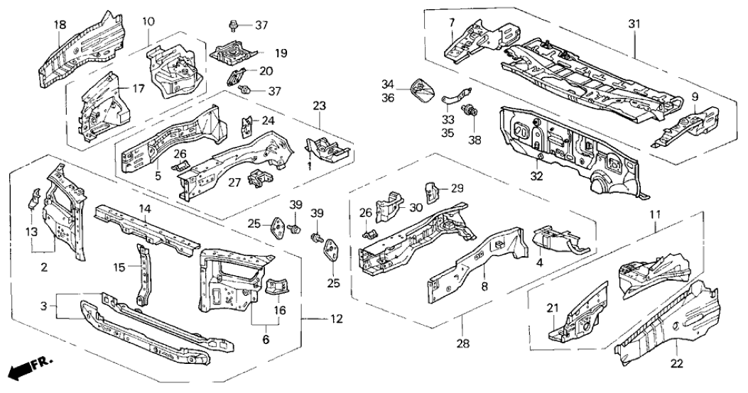 Honda 60462-SX0-300ZZ Bracket, L. FR. Bulkhead Side