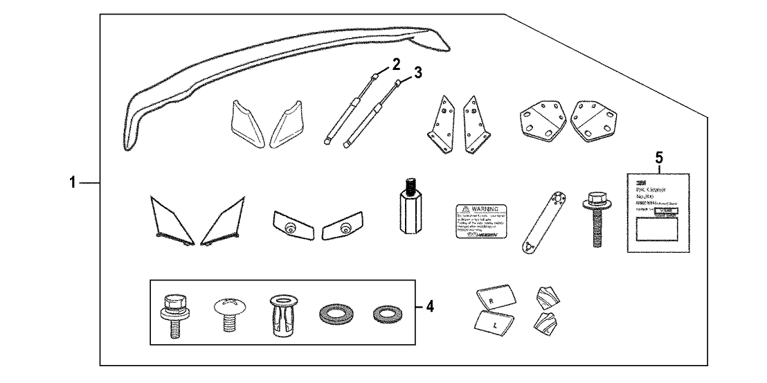 Honda 71703-XMA-000ZZ Spoiler Set, Side Tailgate