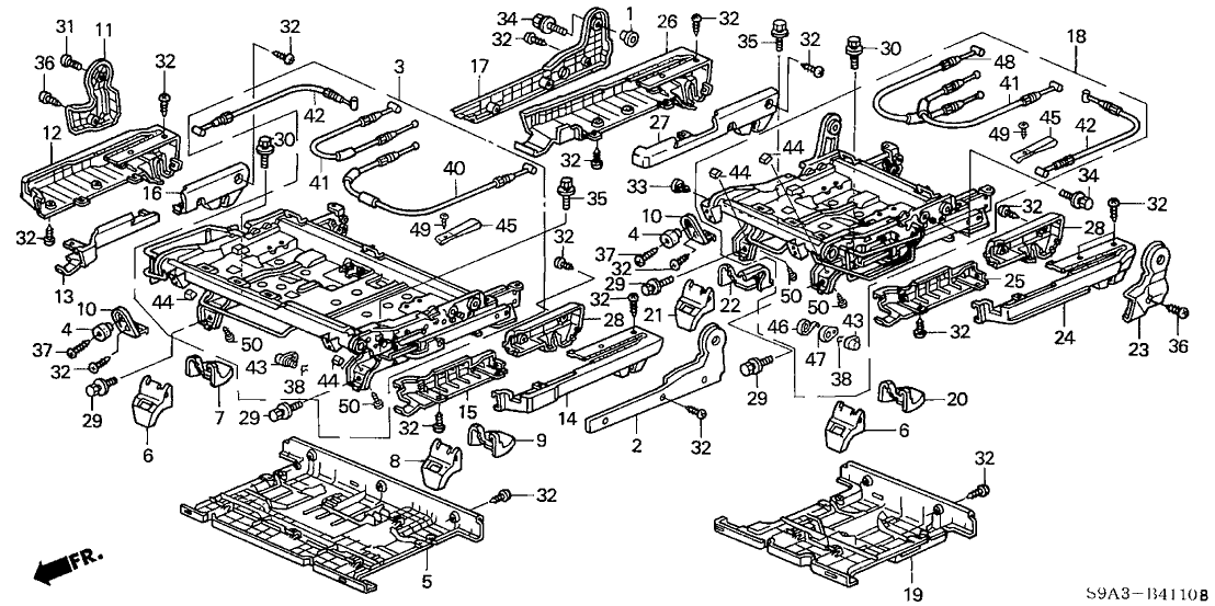 Honda 82293-S9A-003ZA Cover, R. RR. Seat Rail (Inner) *NH167L* (A) (GRAPHITE BLACK)