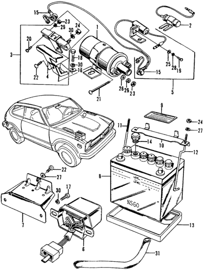 Honda 31513-634-672 Bolt, Battery Setting