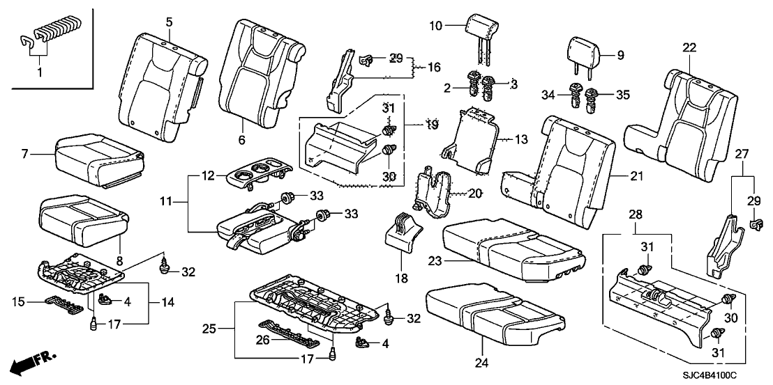 Honda 82191-SJC-A01ZC Cover, R. RR. Seat Cushion (Lower) *G65L* (TU GREEN)