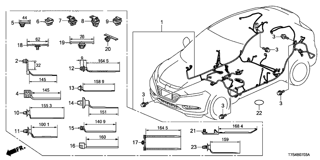 Honda 32107-T7S-AE0 WIRE HARNESS, FLOOR (INCLUDE RR. WASHER TUBE)