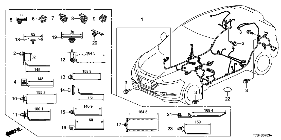 Honda 32107-T7S-A90 WIRE HARNESS, FLOOR (INCLUDE RR. WASHER TUBE)