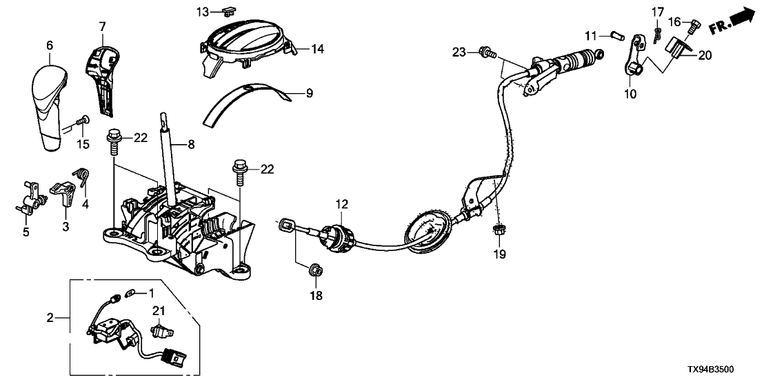 Honda 54313-TX9-980 Lever, Control