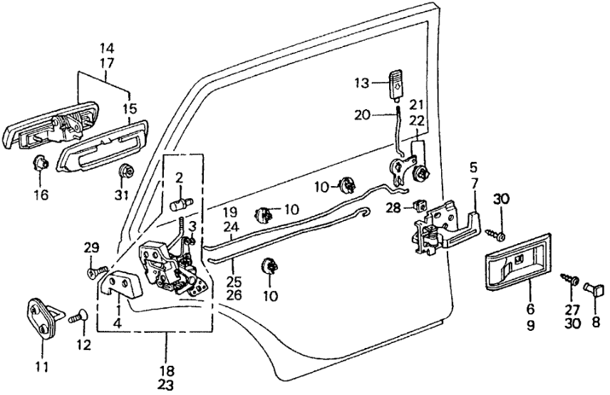 Honda 76565-SA1-023 Rod, L. RR. Door Inside