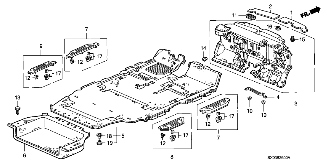 Honda 84211-SX0-000ZB Garnish, R. RR. Side *NH178L* (EXCEL CHARCOAL)