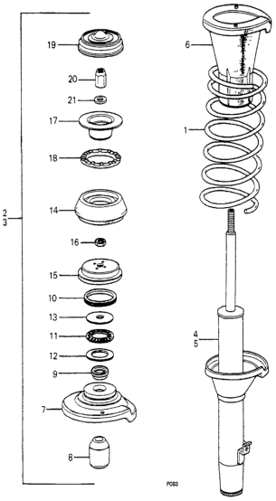 Honda 51606-692-023 Shock Absorber Unit, Left Front