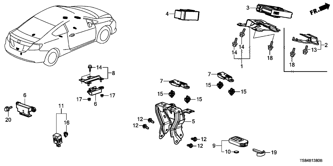 Honda 38388-TR0-A00 Bracket Assy., Lf Antenna (Trunk)