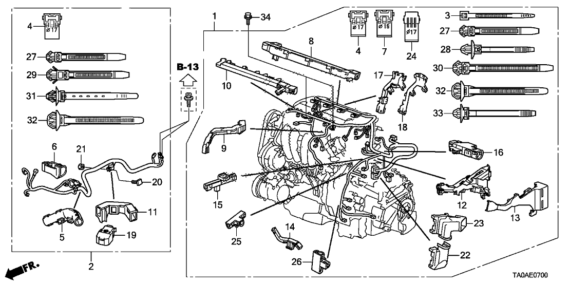 Honda 32110-R40-A53 Engine Harness