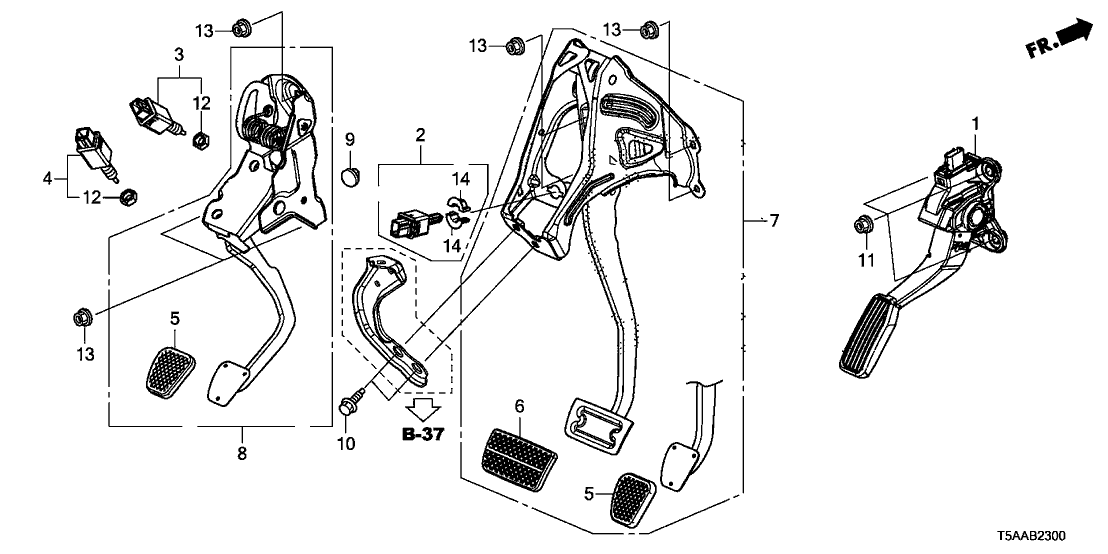 Honda 46600-T5R-A01 Pedal Assy,Brake