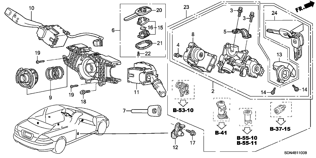 Honda 06351-SDA-A20 LOCK ASSY-, STEERING