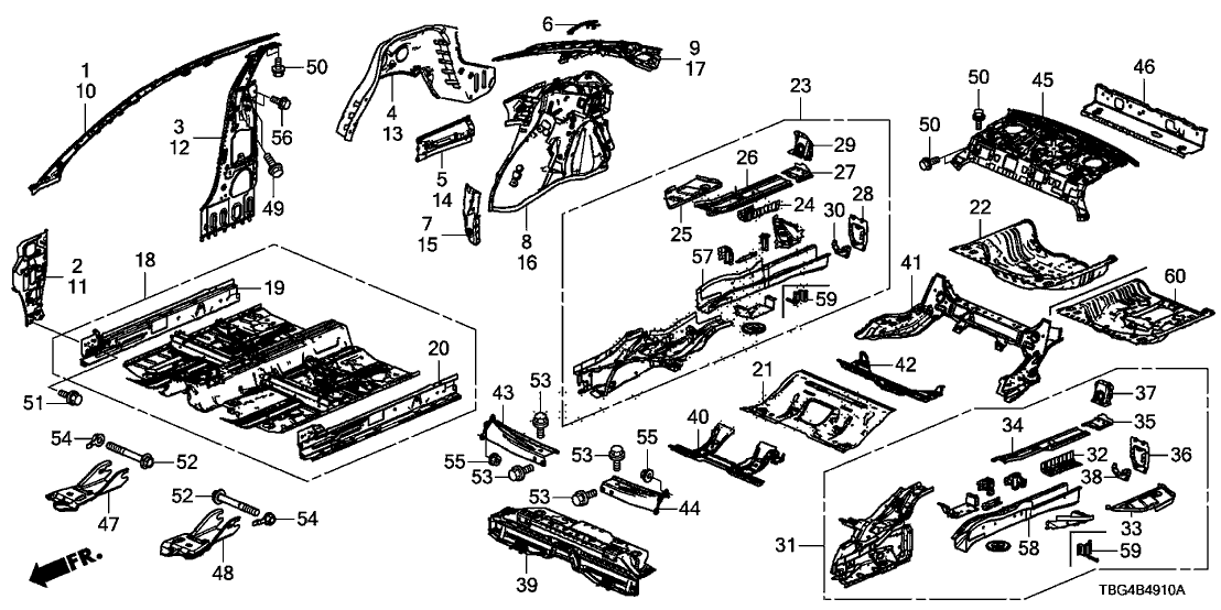 Honda 65663-TBJ-A00ZZ Stiffener B, L. RR. Frame