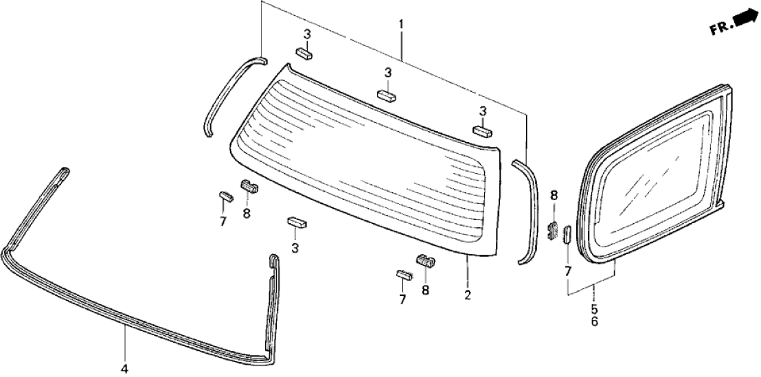 Honda 73561-SX0-Y01 Glass, L. Quarter