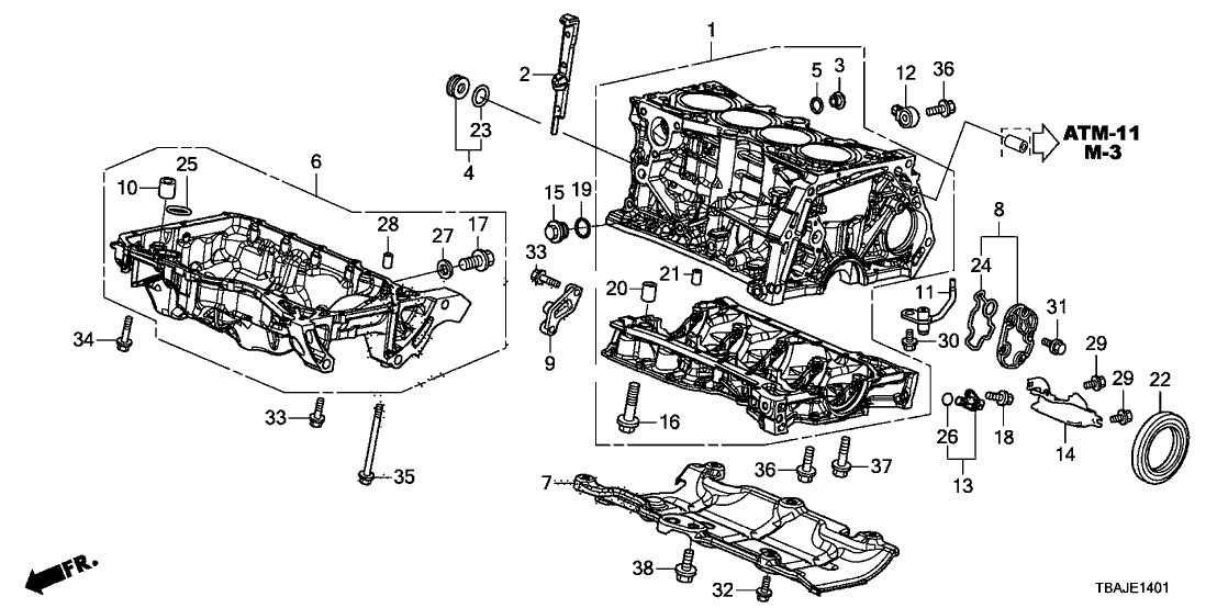 Honda 11000-5BA-A00 Block Assy,Cylinder